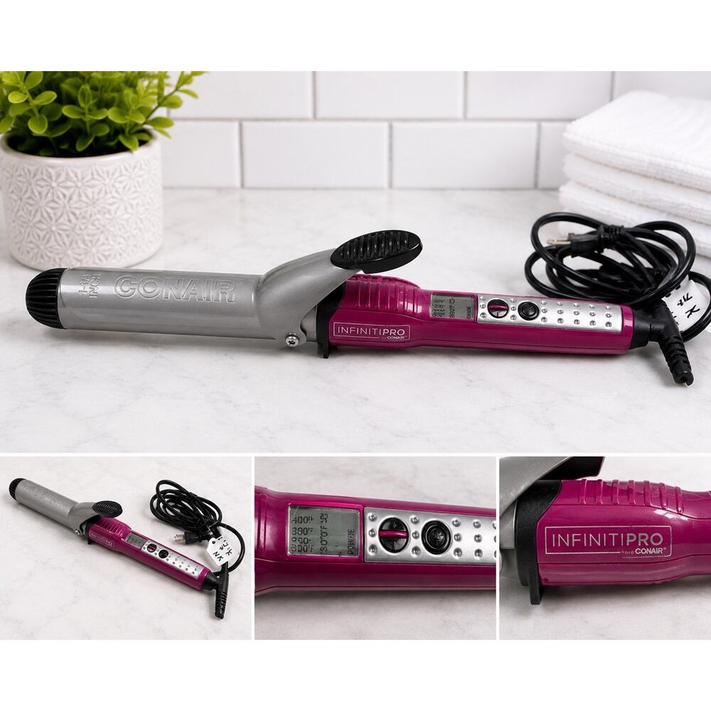 Conair Infiniti Pro 1-1/4” Curling Iron Digital Heat Pink Tested Working